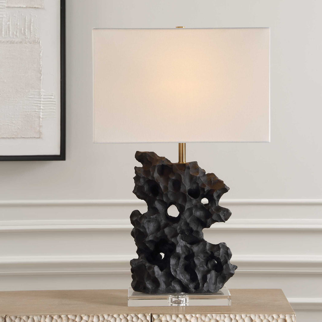 American Home Furniture Uttermost Basalt Black Stone Table Lamp