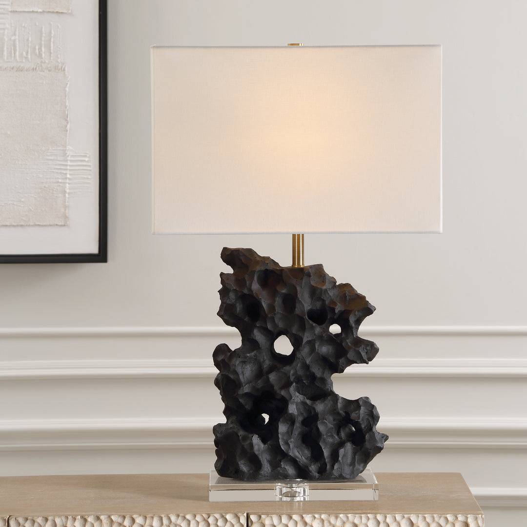 American Home Furniture | Uttermost - Basalt Black Stone Table Lamp