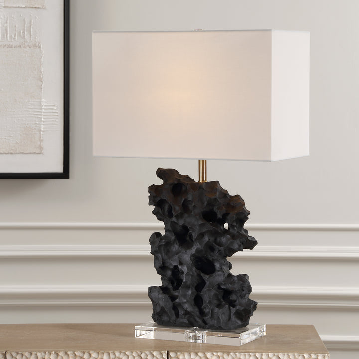 American Home Furniture | Uttermost - Basalt Black Stone Table Lamp