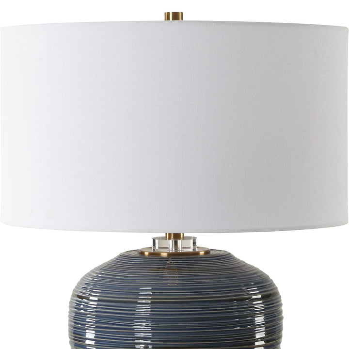 American Home Furniture Uttermost Moher Glossy Blue Table Lamp