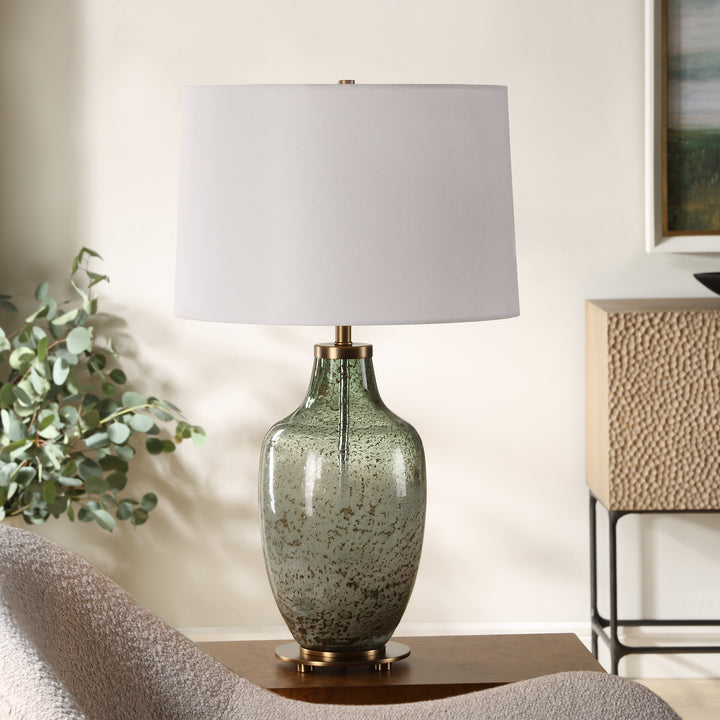 American Home Furniture | Uttermost - Chianti Olive Glass Table Lamp