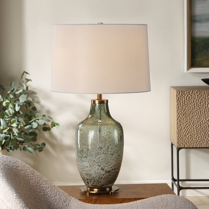 American Home Furniture | Uttermost - Chianti Olive Glass Table Lamp