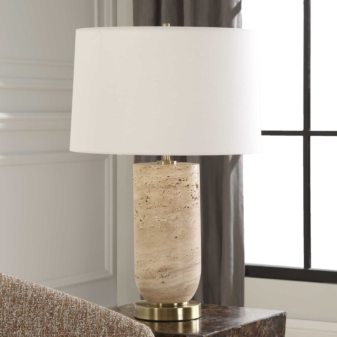 American Home Furniture Uttermost Aubrey Travertine Table Lamp