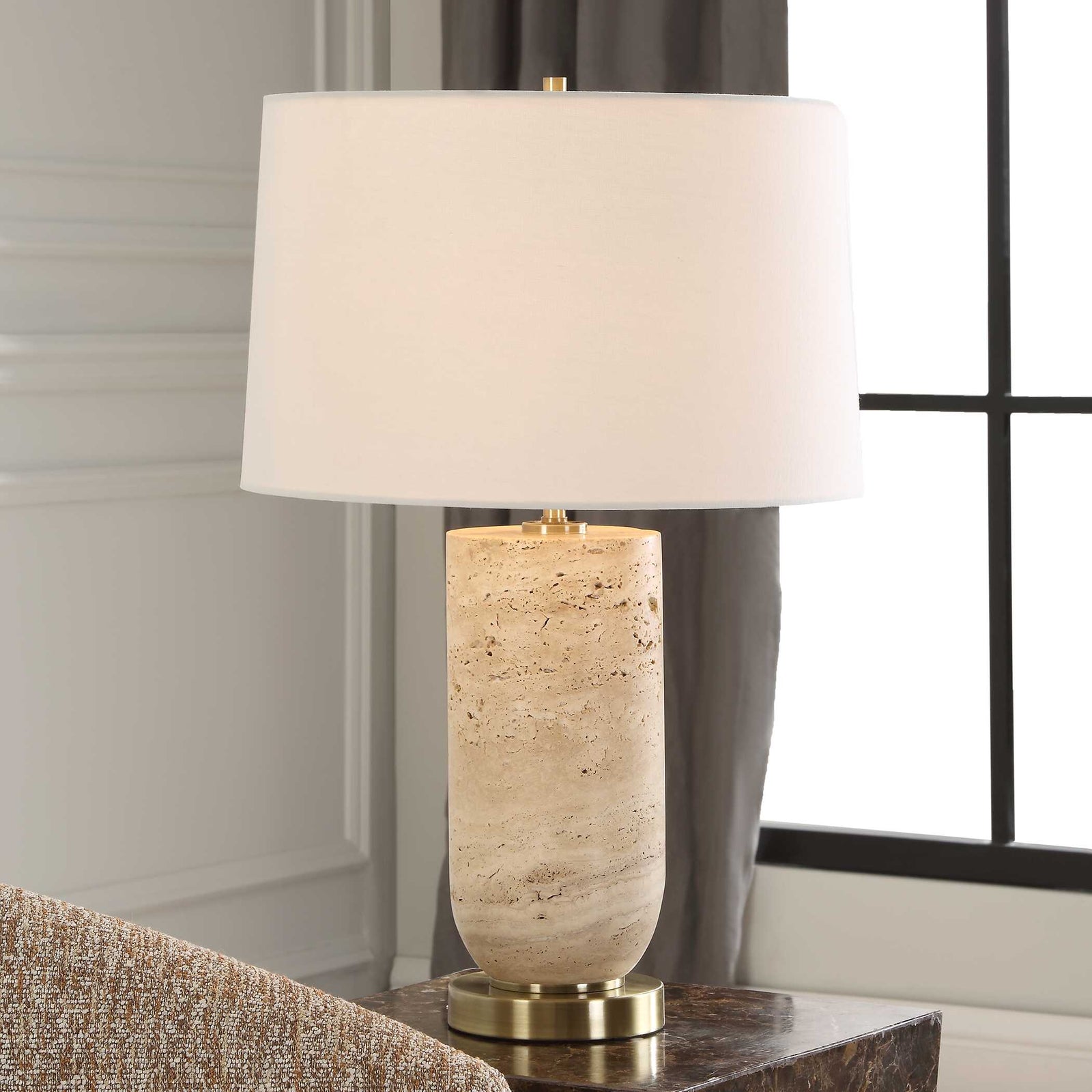 American Home Furniture Uttermost Aubrey Travertine Table Lamp
