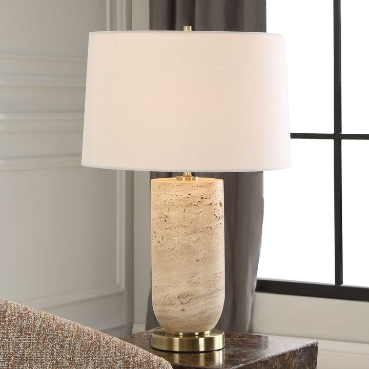 American Home Furniture Uttermost Aubrey Travertine Table Lamp