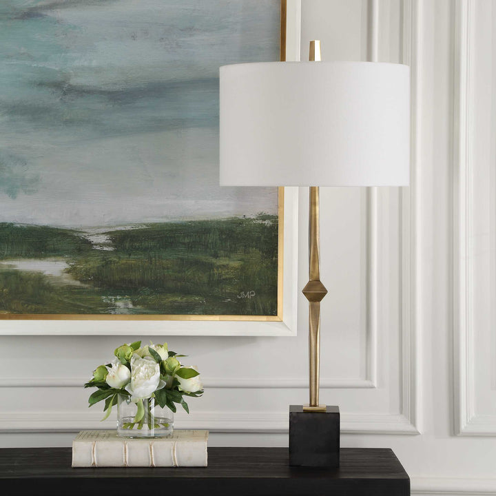 American Home Furniture Uttermost Suranne Antique Brass Table Lamp