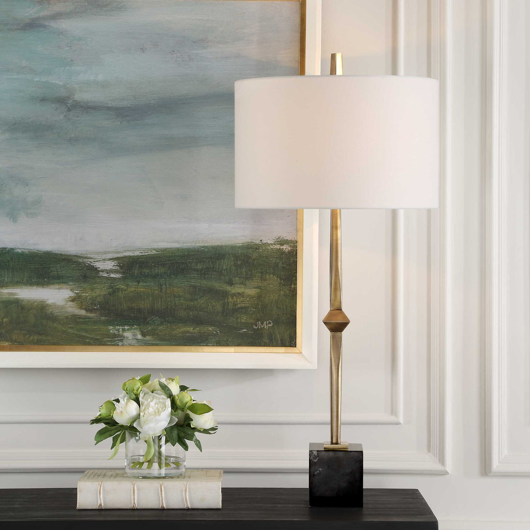 American Home Furniture Uttermost Suranne Antique Brass Table Lamp