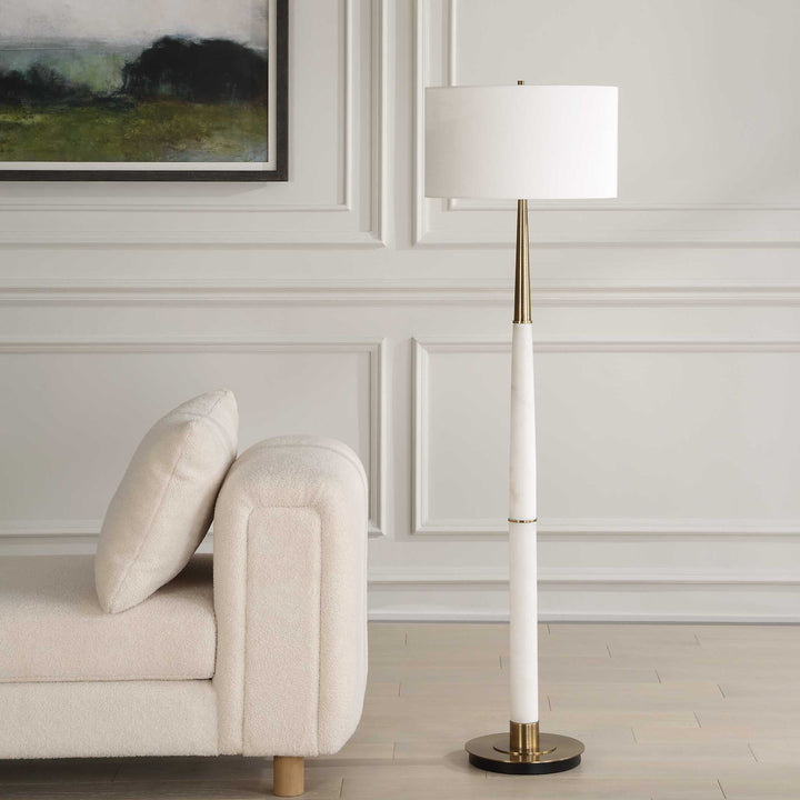 American Home Furniture Uttermost Faro White Marble Floor Lamp