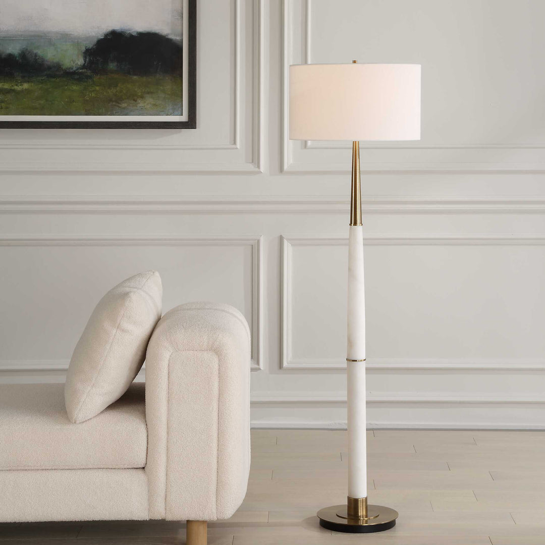 American Home Furniture Uttermost Faro White Marble Floor Lamp