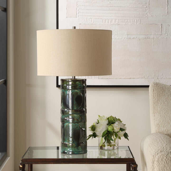 American Home Furniture Uttermost Loch Green Glaze Table Lamp