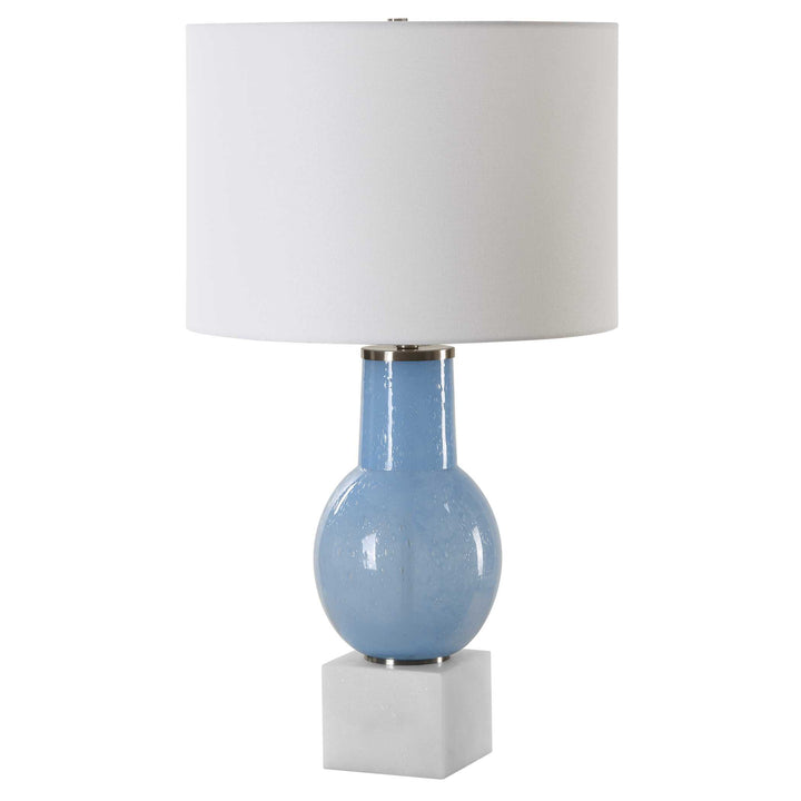 American Home Furniture Uttermost Clear Sky Blue Glass Table Lamp