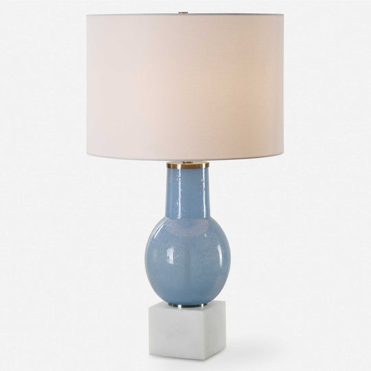 American Home Furniture Uttermost Clear Sky Blue Glass Table Lamp