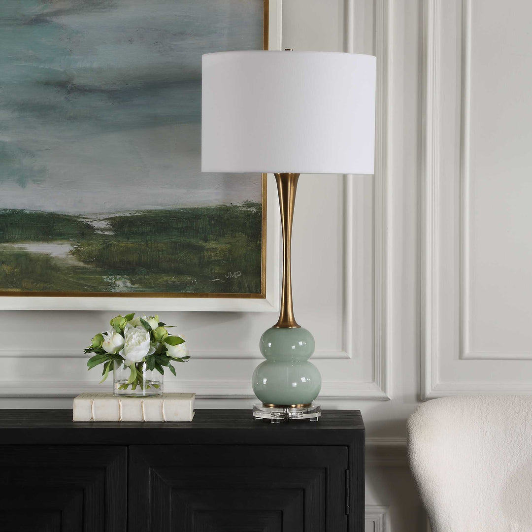 American Home Furniture Uttermost Sanctuary Green Gray Table Lamp