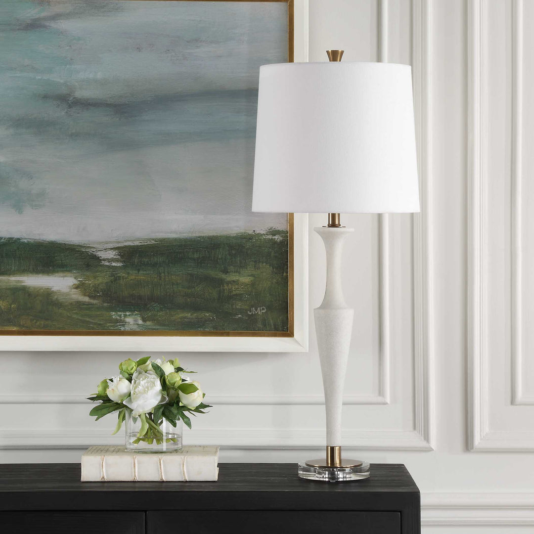 American Home Furniture Uttermost Colette White Stone Table Lamp