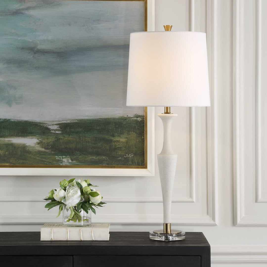 American Home Furniture Uttermost Colette White Stone Table Lamp