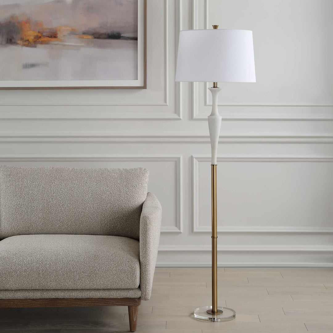 American Home Furniture Uttermost Colette White Stone Floor Lamp