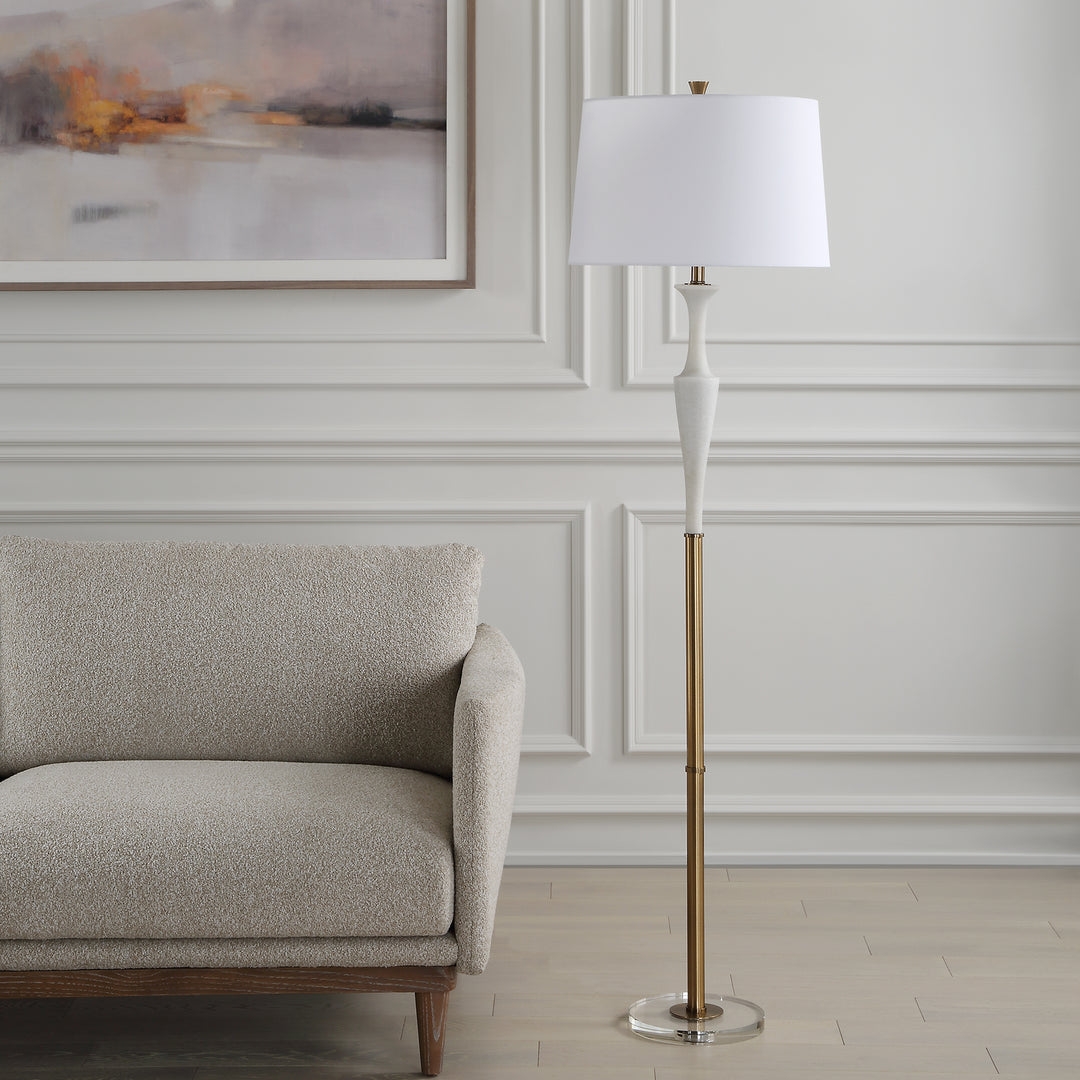 American Home Furniture | Uttermost - Colette White Stone Floor Lamp