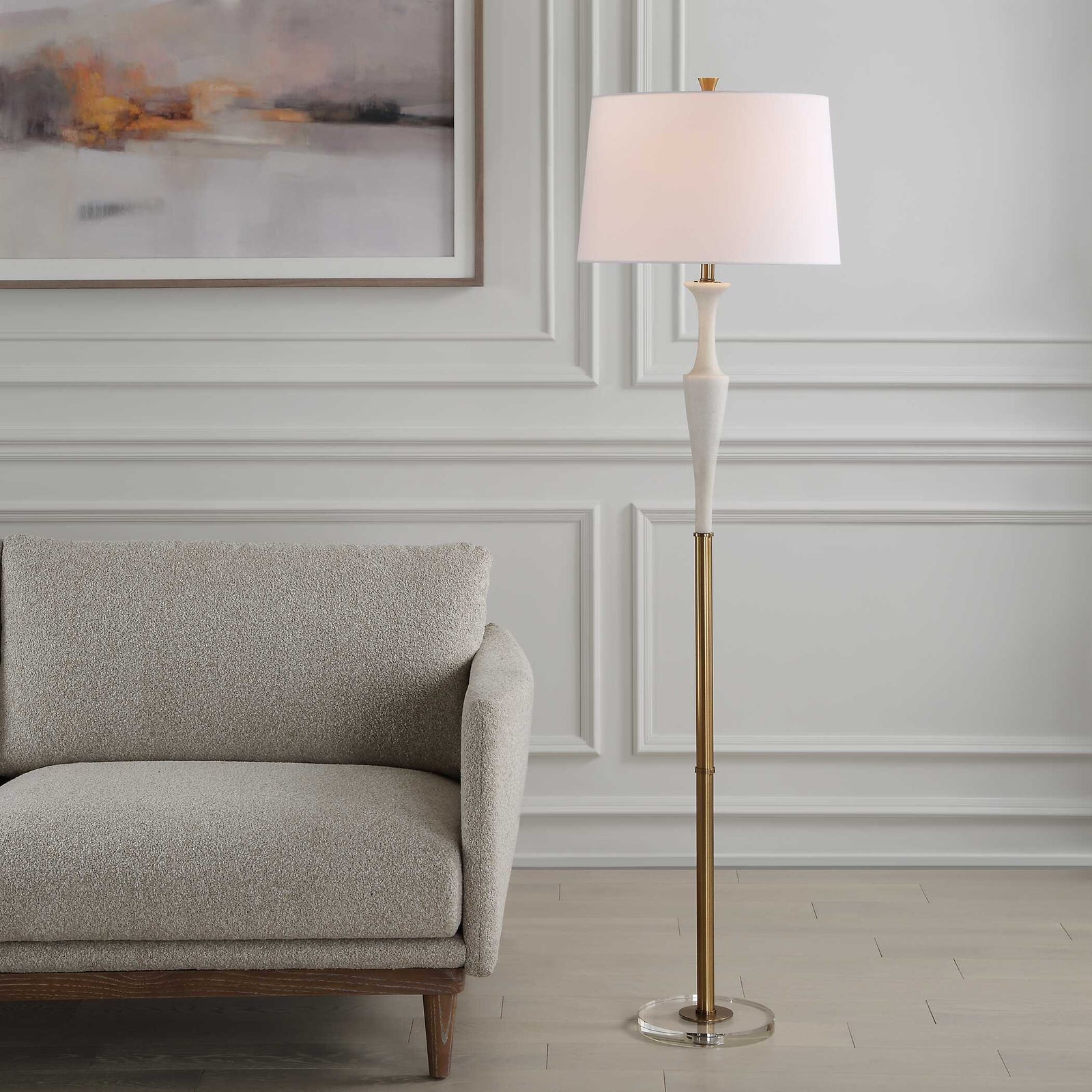 American Home Furniture Uttermost Colette White Stone Floor Lamp