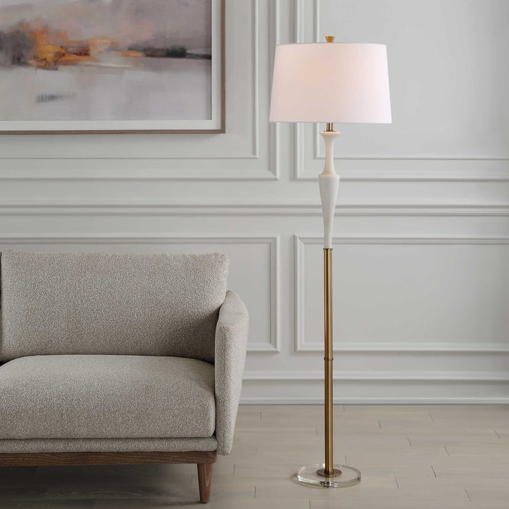 American Home Furniture Uttermost Colette White Stone Floor Lamp