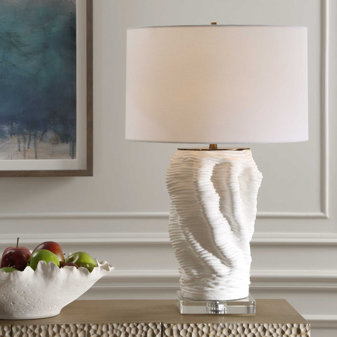 American Home Furniture Uttermost Stratified White Table Lamp
