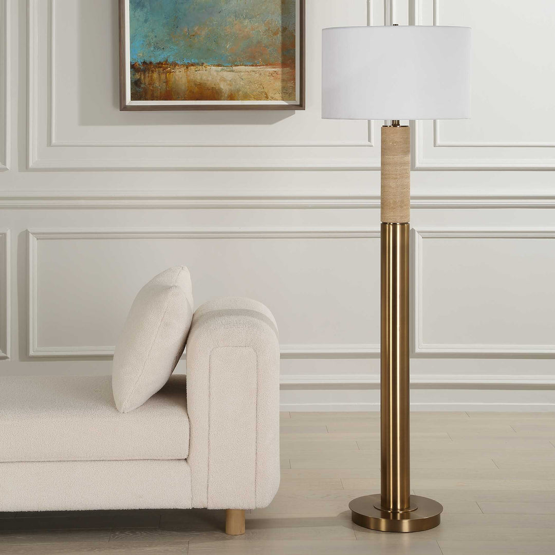 American Home Furniture Uttermost Knox Travertine Floor Lamp