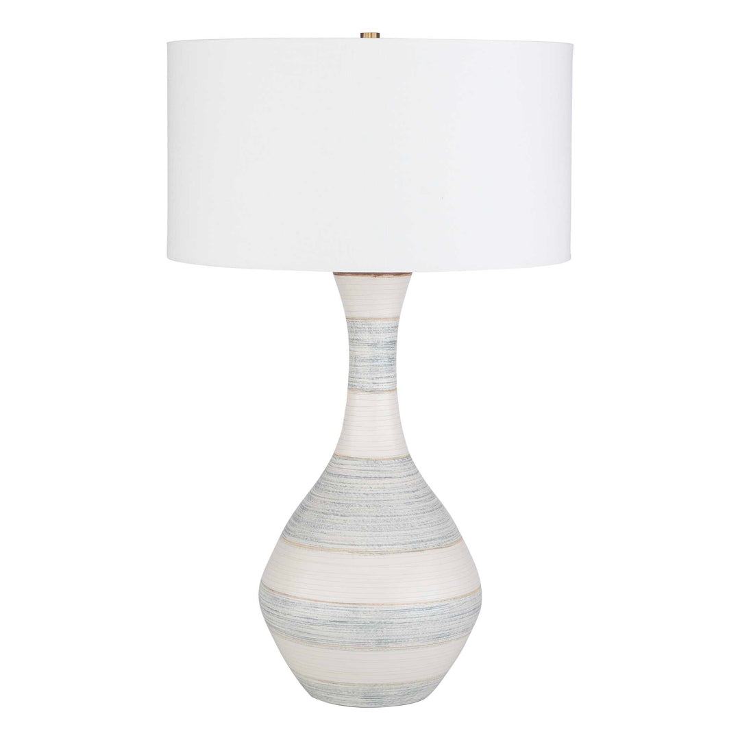 American Home Furniture Uttermost Potter Striped Ivory Blue Table Lamp