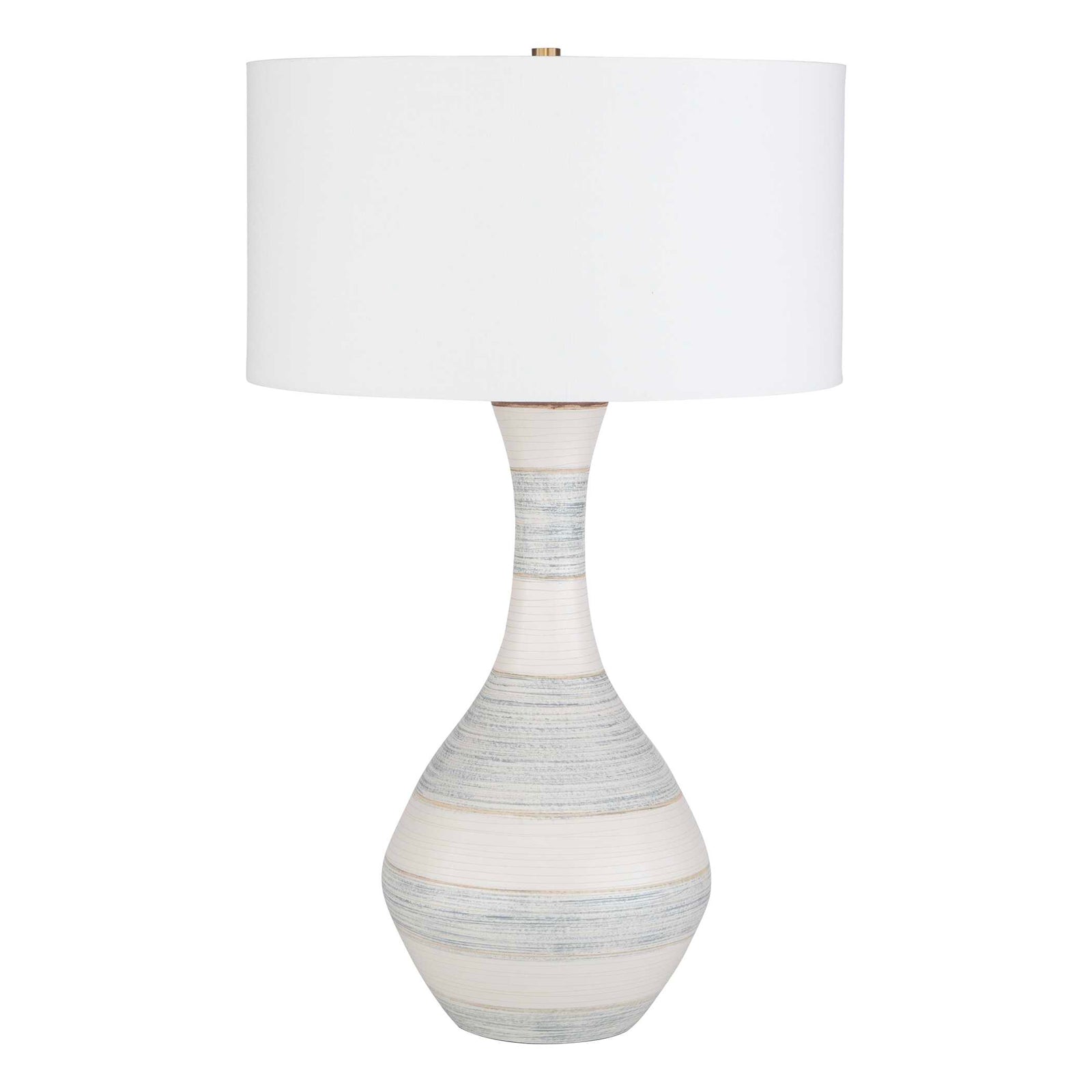 American Home Furniture Uttermost Potter Striped Ivory Blue Table Lamp