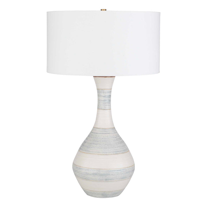 American Home Furniture Uttermost Potter Striped Ivory Blue Table Lamp