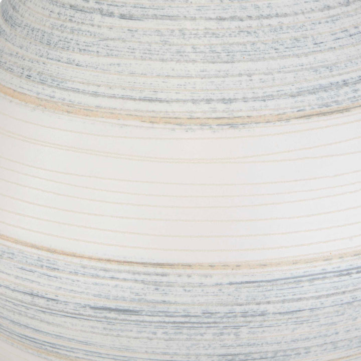 American Home Furniture Uttermost Potter Striped Ivory Blue Table Lamp