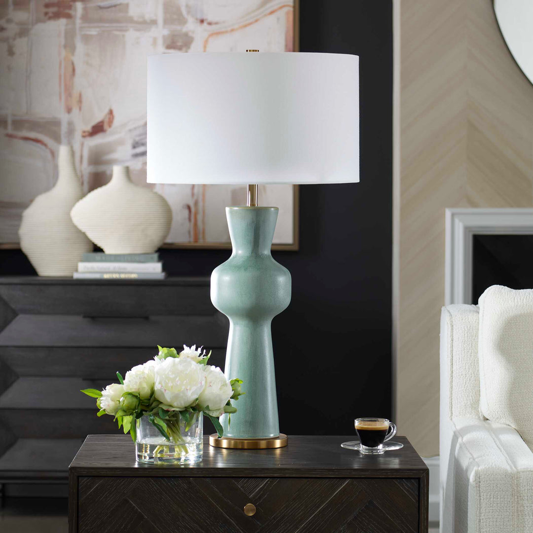 American Home Furniture Uttermost Pollard Slate Green Table Lamp
