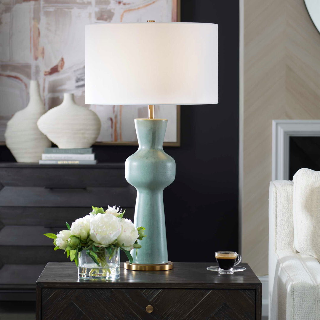 American Home Furniture Uttermost Pollard Slate Green Table Lamp