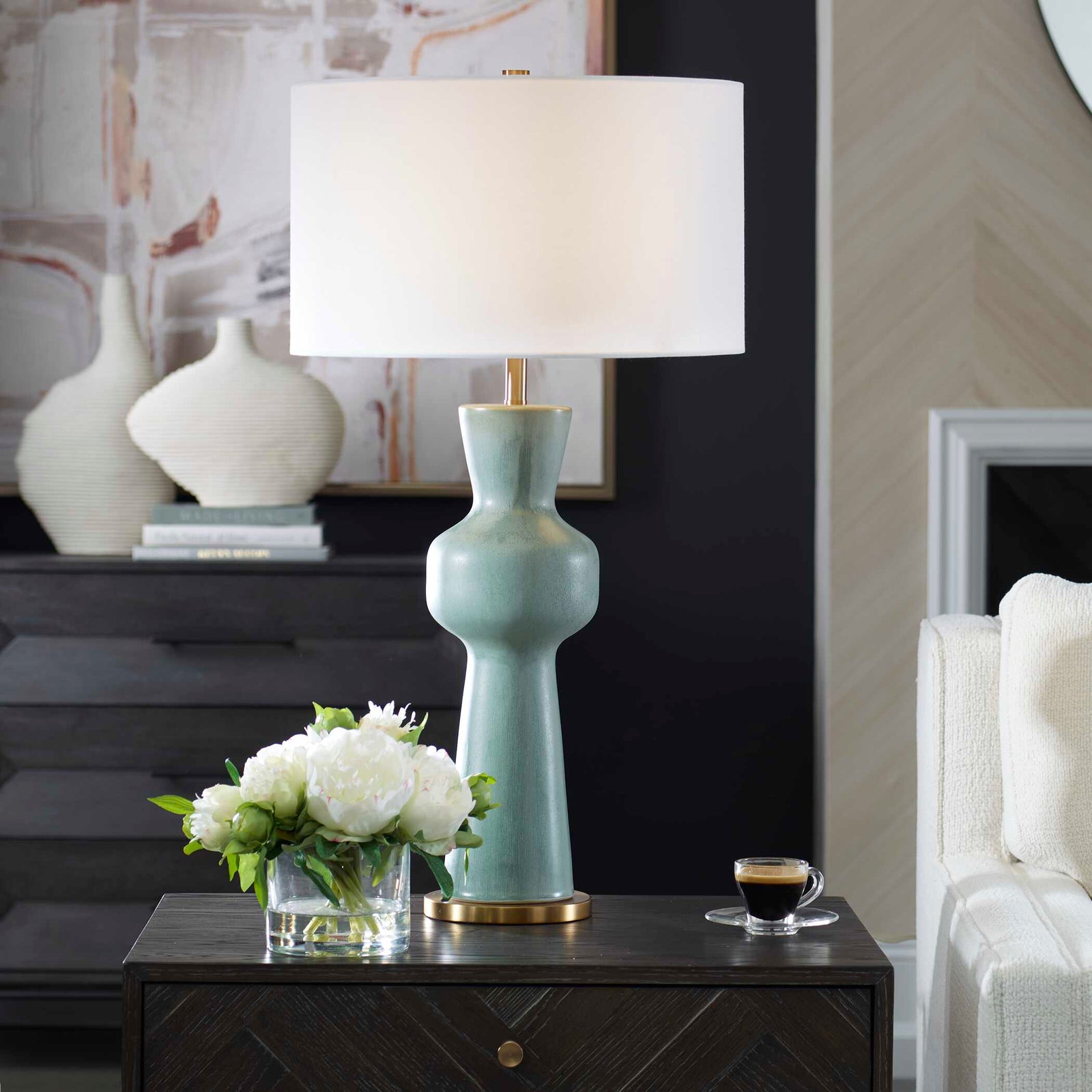 American Home Furniture Uttermost Pollard Slate Green Table Lamp