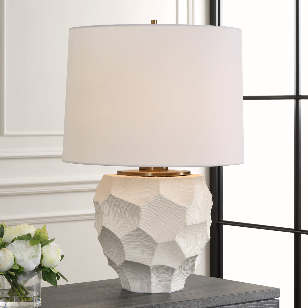 American Home Furniture | Uttermost - On Edge Chalk White Table Lamp