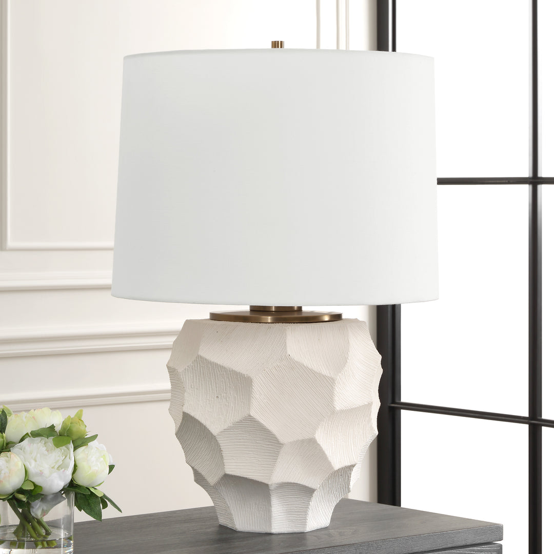 American Home Furniture | Uttermost - On Edge Chalk White Table Lamp