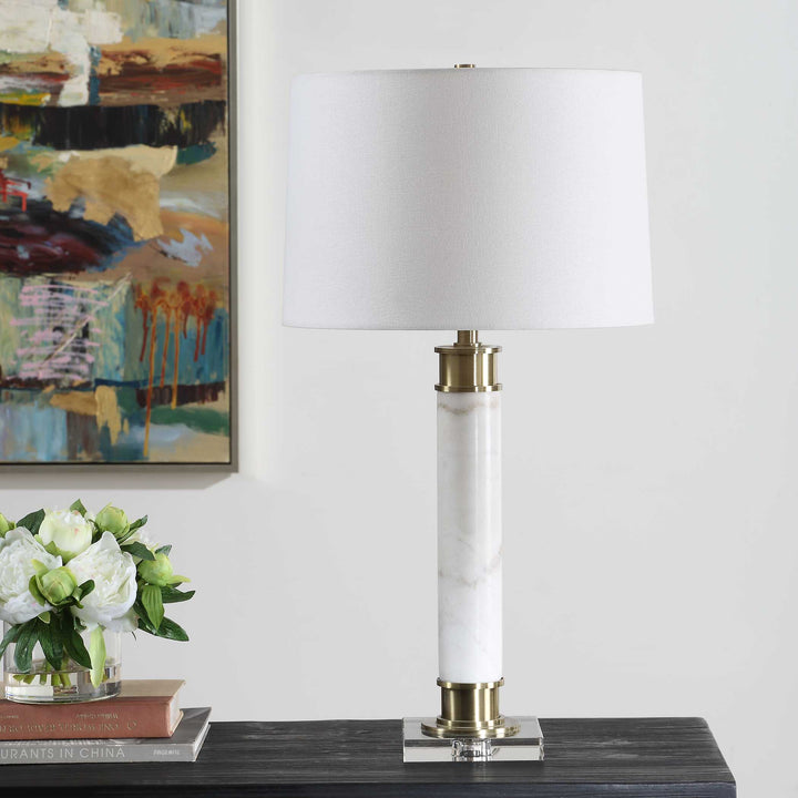 American Home Furniture Uttermost Plinth White Marble Table Lamp