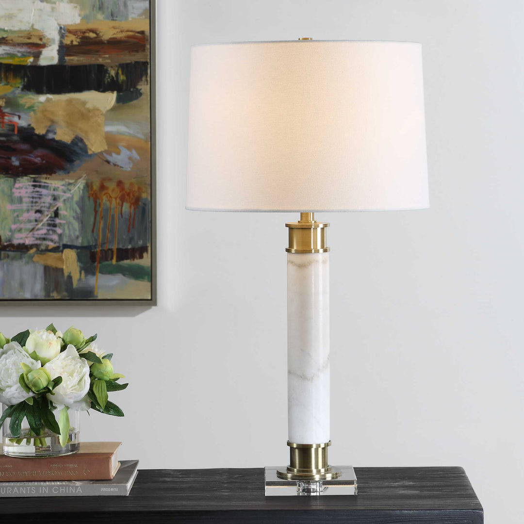 American Home Furniture Uttermost Plinth White Marble Table Lamp
