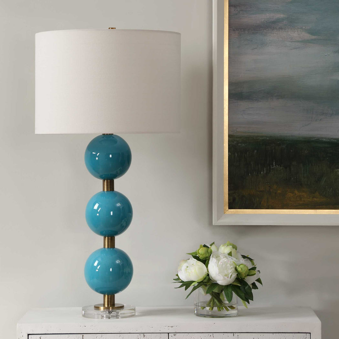 American Home Furniture Uttermost Palawan Blue Glaze Table Lamp