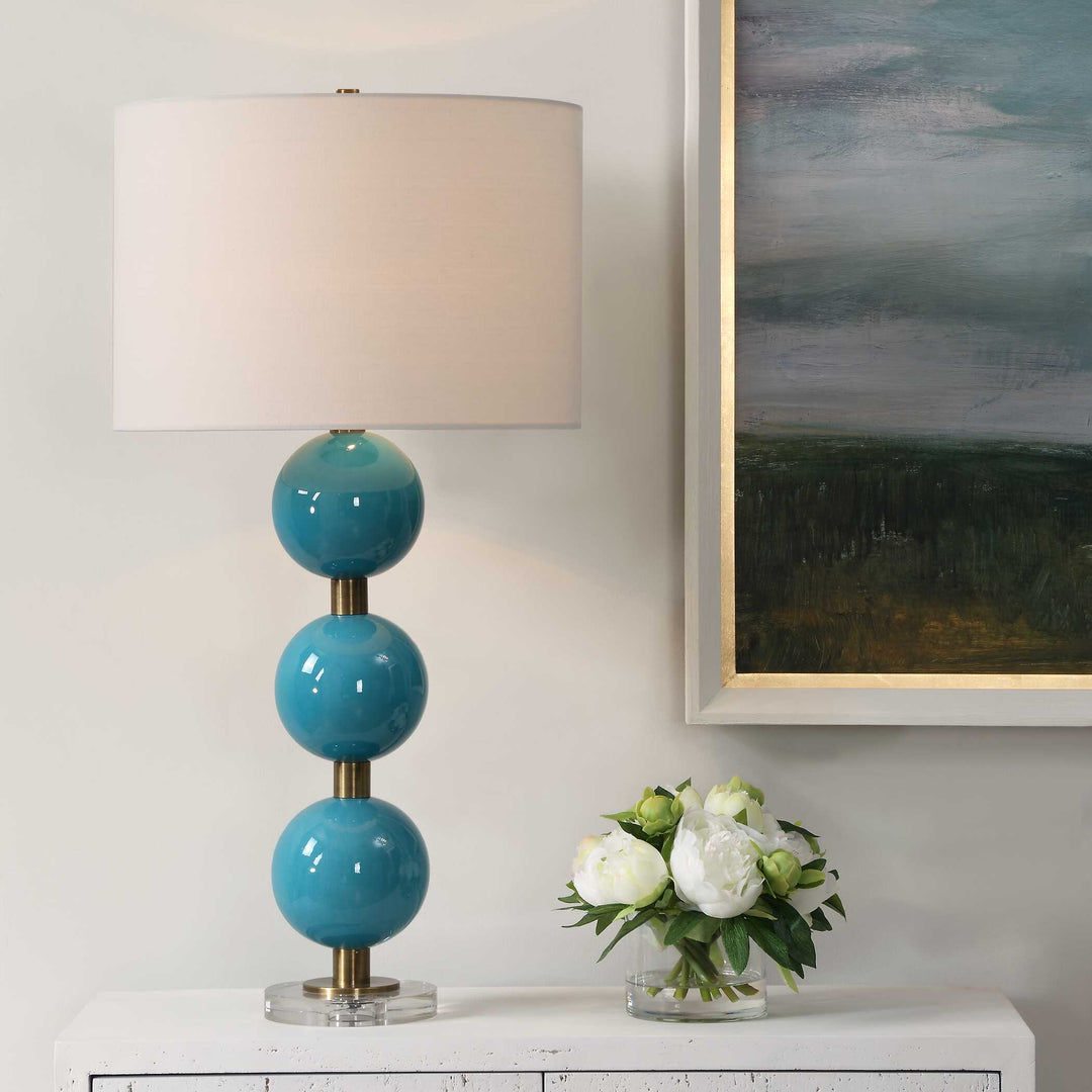 American Home Furniture Uttermost Palawan Blue Glaze Table Lamp