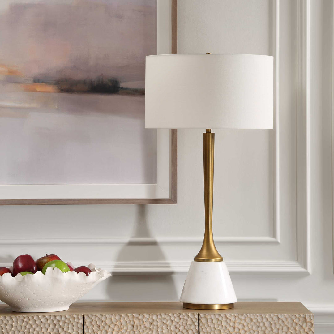 American Home Furniture Uttermost Avola White Marble Table Lamp