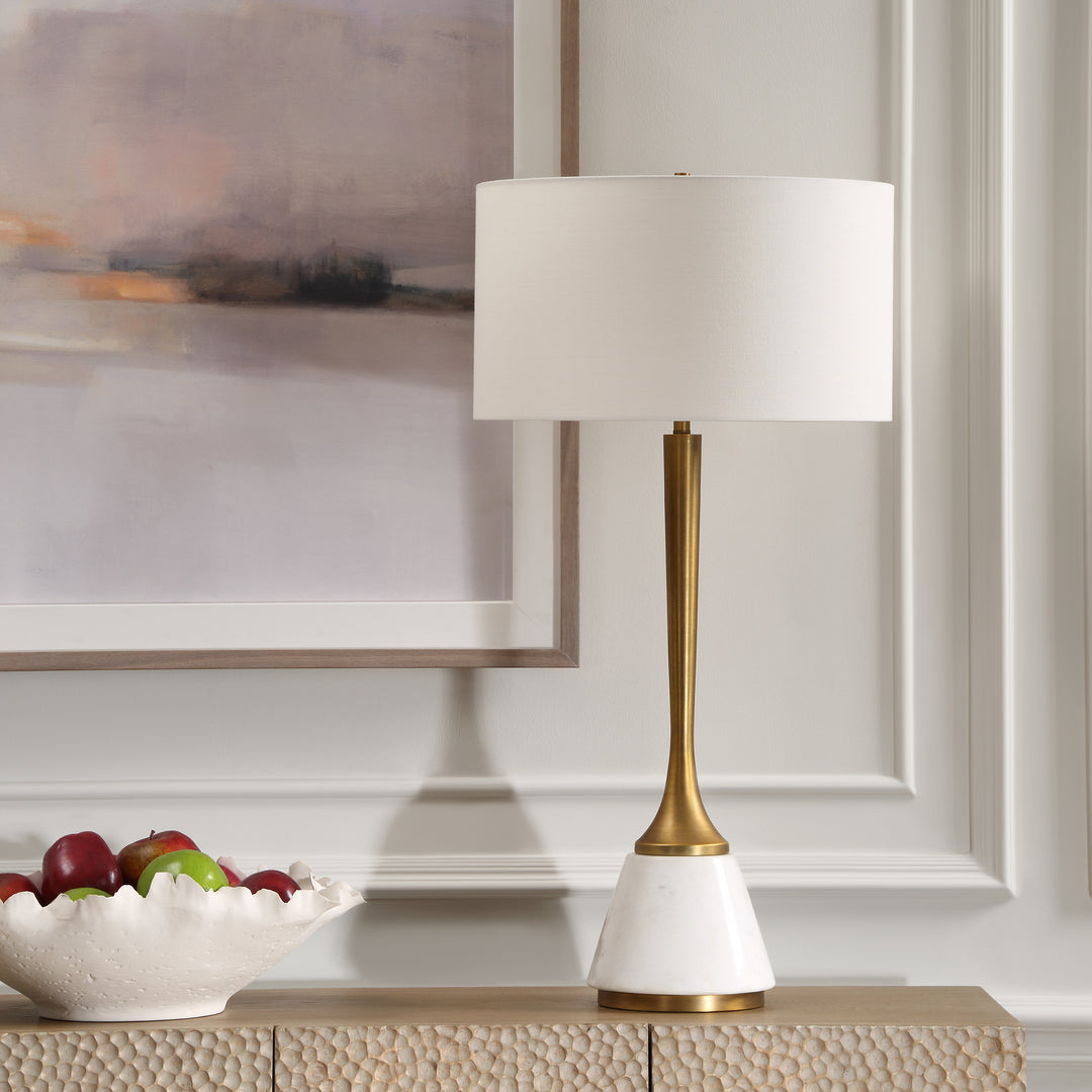 American Home Furniture | Uttermost - Avola White Marble Table Lamp