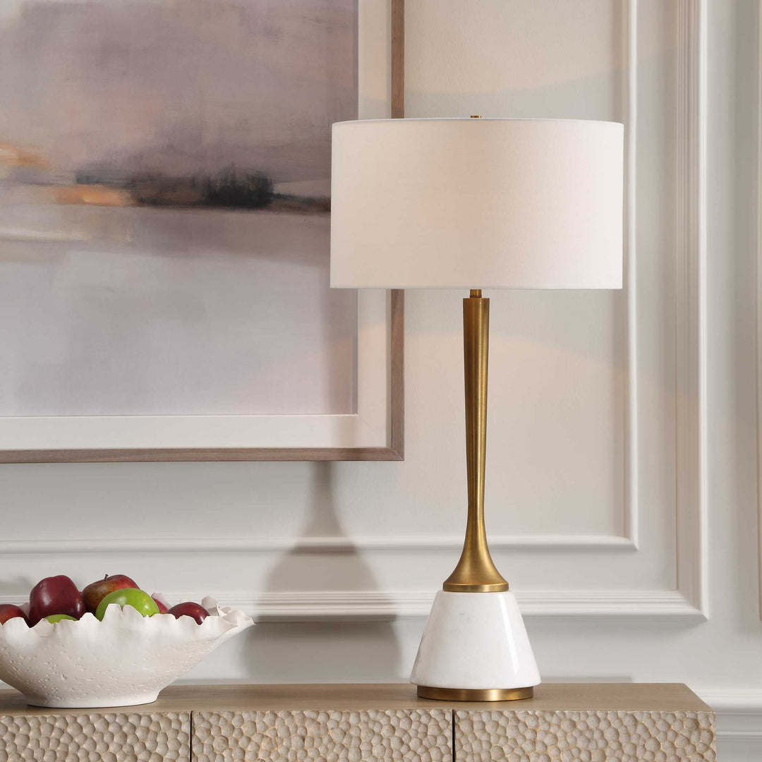 American Home Furniture Uttermost Avola White Marble Table Lamp