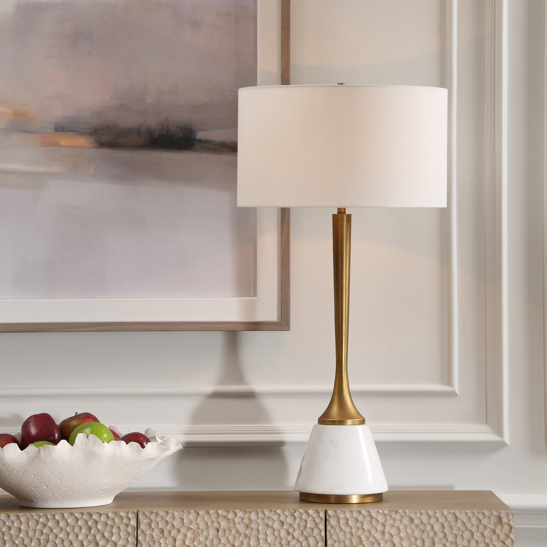 American Home Furniture | Uttermost - Avola White Marble Table Lamp