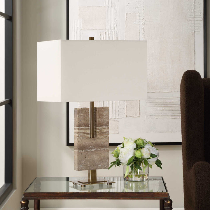 American Home Furniture Uttermost Turning Point Travertine Table Lamp