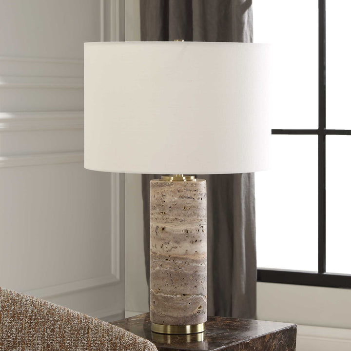American Home Furniture Uttermost Cortado Travertine Table Lamp