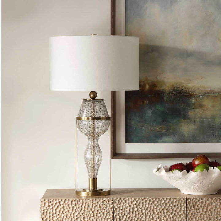American Home Furniture Uttermost Out Of Time Seeded Glass Table Lamp