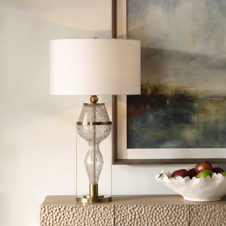American Home Furniture Uttermost Out Of Time Seeded Glass Table Lamp