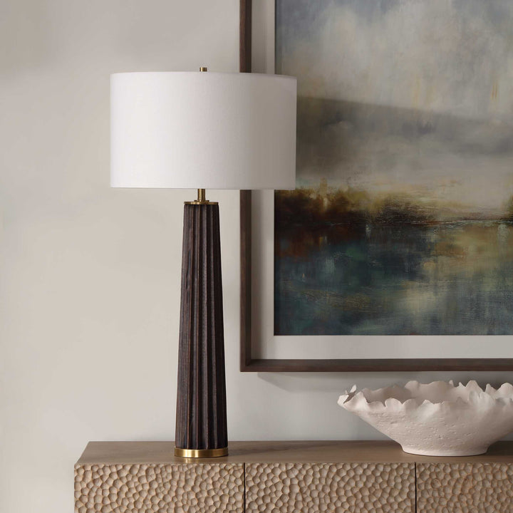 American Home Furniture Uttermost Forage Dark Scalloped Table Lamp
