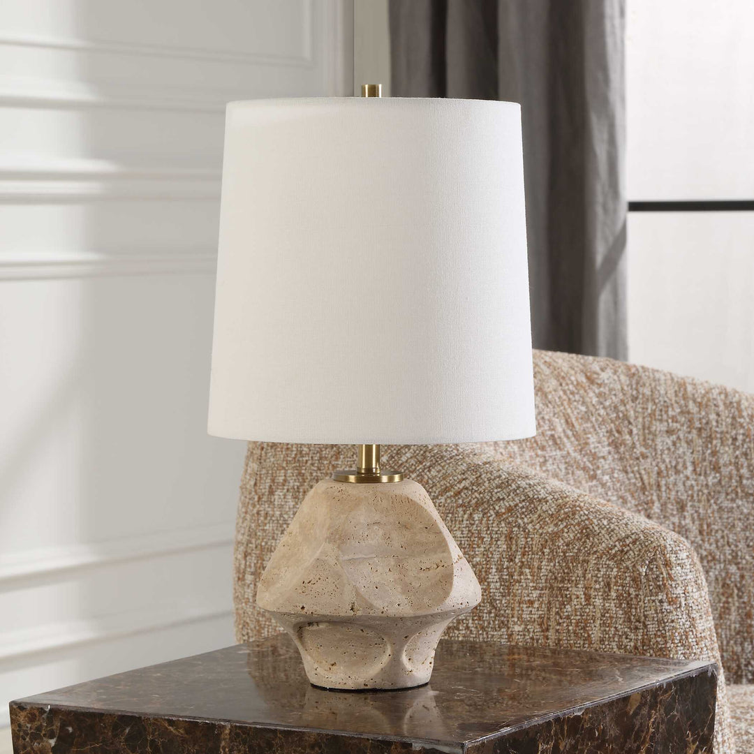 American Home Furniture Uttermost Indent Travertine Accent Lamp