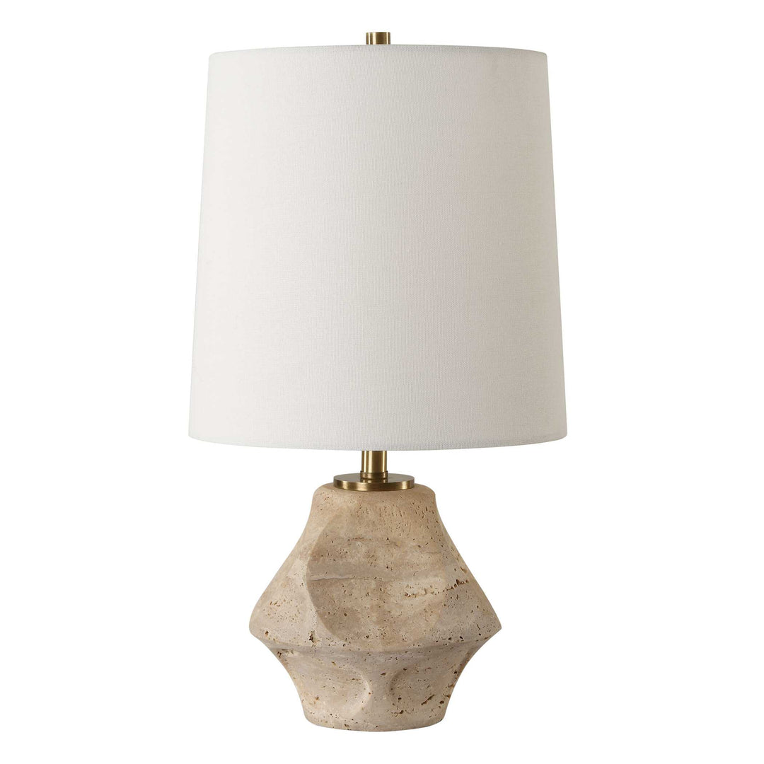 American Home Furniture Uttermost Indent Travertine Accent Lamp