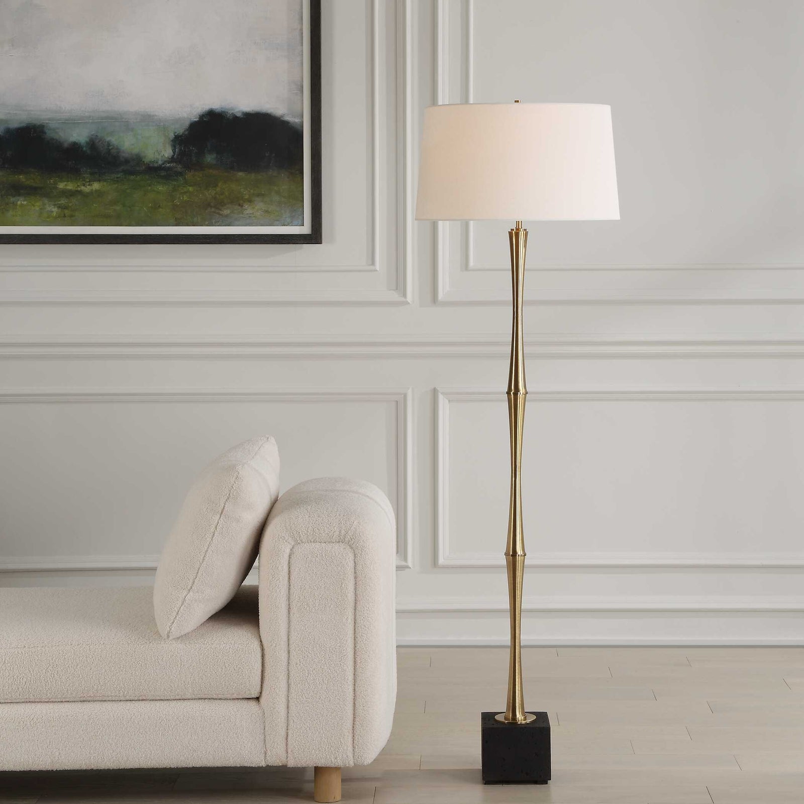 American Home Furniture Uttermost Shino Antique Brass Floor Lamp